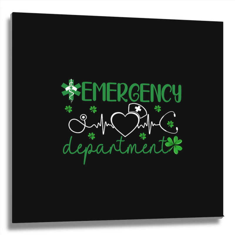 Emergency Department Funny Er Nurse Irish St Patri Metal Print Square | Artistshot