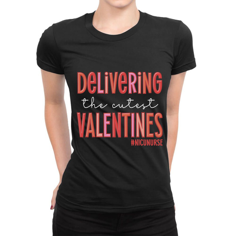 Delivering The Cutest Valentines Day Retro Nicu Nu Ladies Fitted T-Shirt by FriedaBarcia | Artistshot