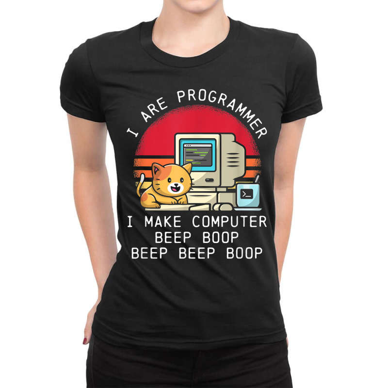 I Are Programmer Retro Cat T Shirt Ladies Fitted T-Shirt by men.adam | Artistshot