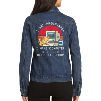 I Are Programmer Retro Cat T Shirt Ladies Denim Jacket | Artistshot