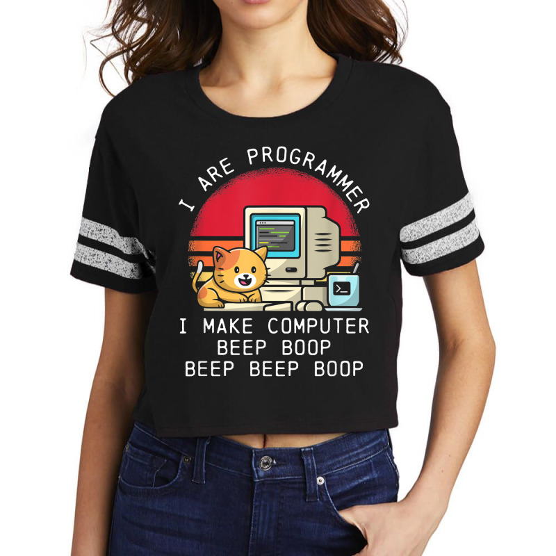 I Are Programmer Retro Cat T Shirt Scorecard Crop Tee by men.adam | Artistshot