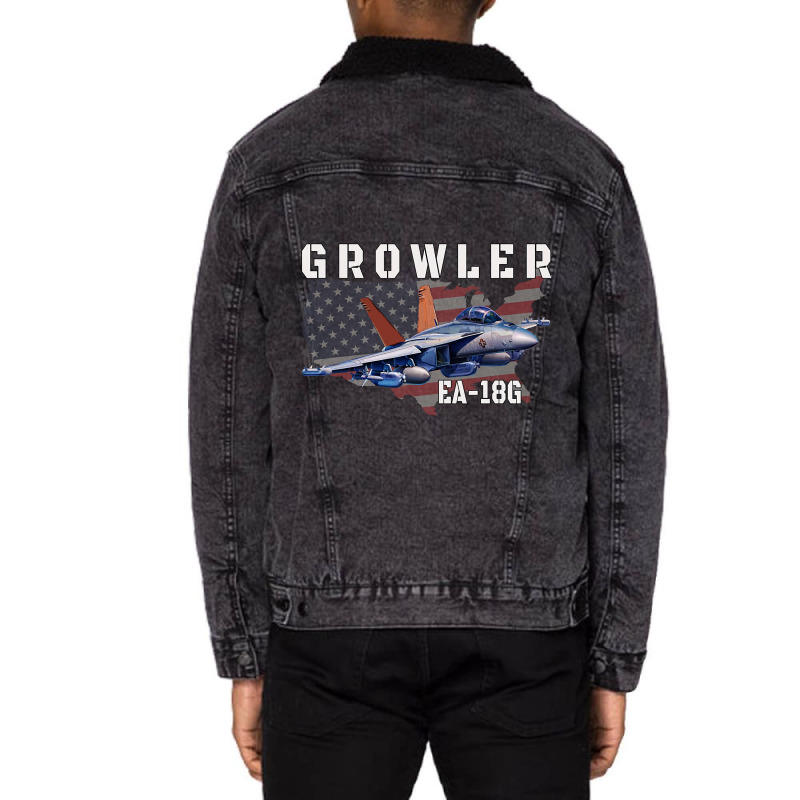 Ea18g Growler Electronic Warfare Aircraft Military Unisex Sherpa-Lined Denim Jacket by AleaAlmondz | Artistshot