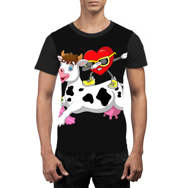 Dabbing Heart Sunglasses Riding Cow Farmer Valenti Graphic T-shirt | Artistshot