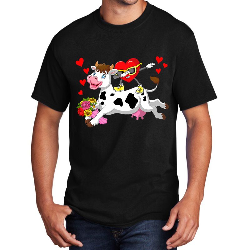 Dabbing Heart Sunglasses Riding Cow Farmer Valenti Basic T-shirt | Artistshot