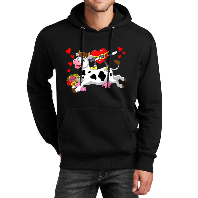 Dabbing Heart Sunglasses Riding Cow Farmer Valenti Unisex Hoodie | Artistshot