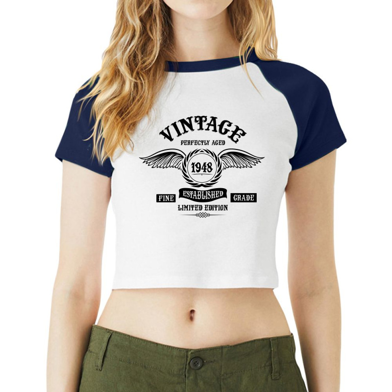 Vintage Perfectly Aged 1948 Raglan Crop Top by SabriAcar | Artistshot