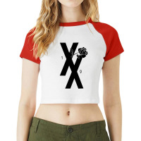 Mgk T Xx Shirt Flower Black Rose Raglan Crop Top | Artistshot