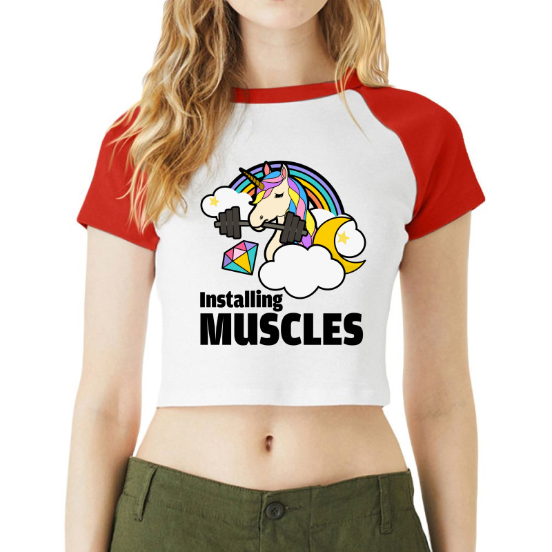 Installing Muscles For Light Raglan Crop Top by autlu2024 | Artistshot