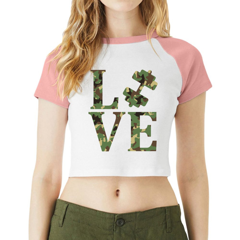 Love Gym Camouflage Raglan Crop Top by autlu2024 | Artistshot