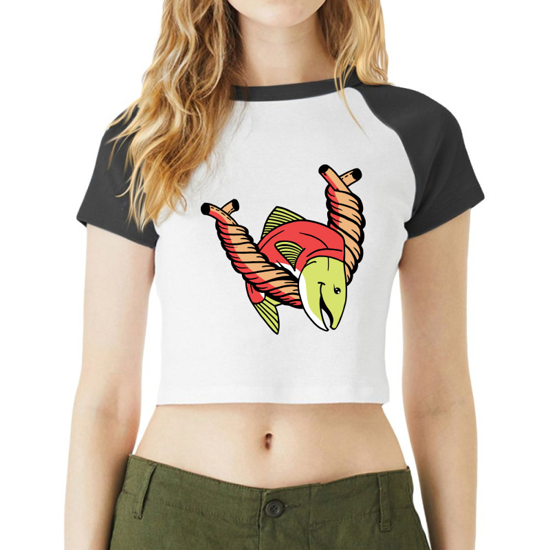 Salmon And Rope Raglan Crop Top | Artistshot