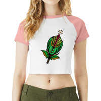 Aesthetic Green Flower Raglan Crop Top | Artistshot