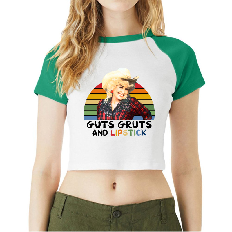 Guts Gruts And Lipstick For Light Raglan Crop Top by autlu2024 | Artistshot