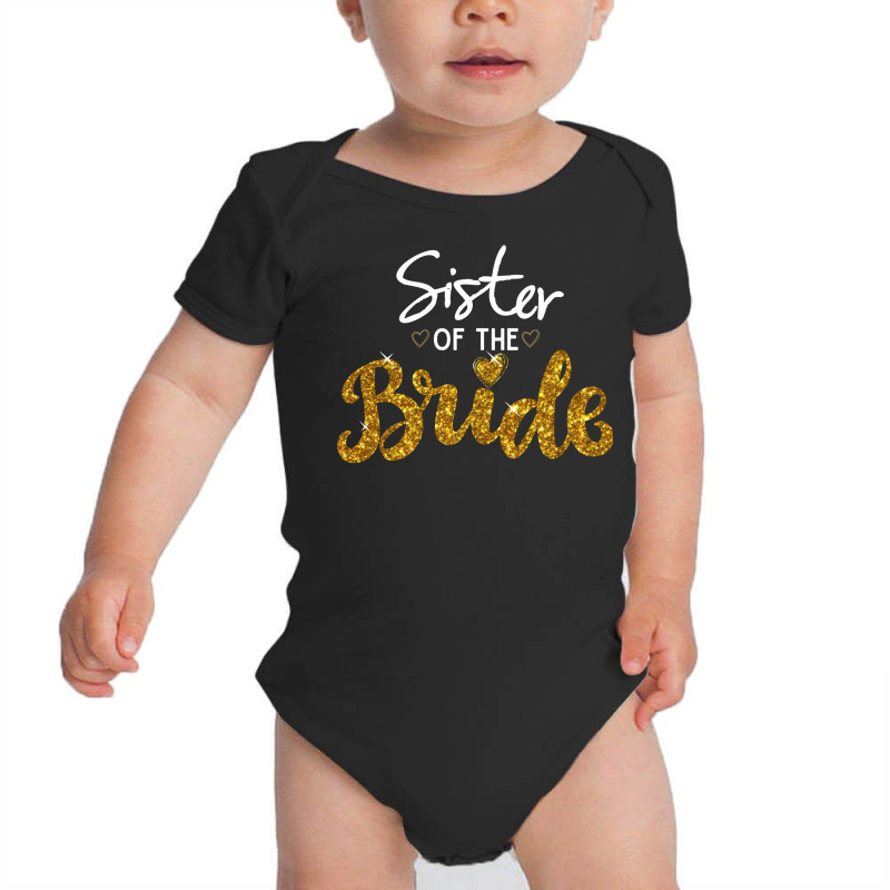 Sister Of The Bride Cute Golden Glitter Imitation Bridal Party Sister' Baby Bodysuit by EdahArt | Artistshot