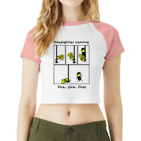 Funny Firefighter Coming Fire Fire Fire Pole Dancing Raglan Crop Top | Artistshot