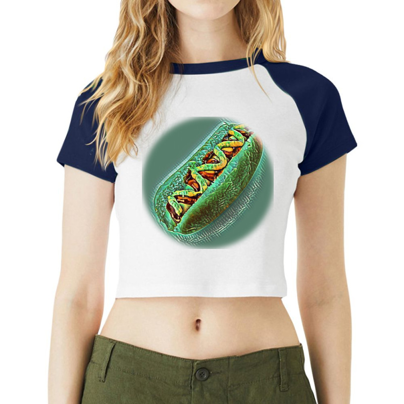 Hot Dog With Mustard And Ketc Raglan Crop Top by Kemnabi | Artistshot