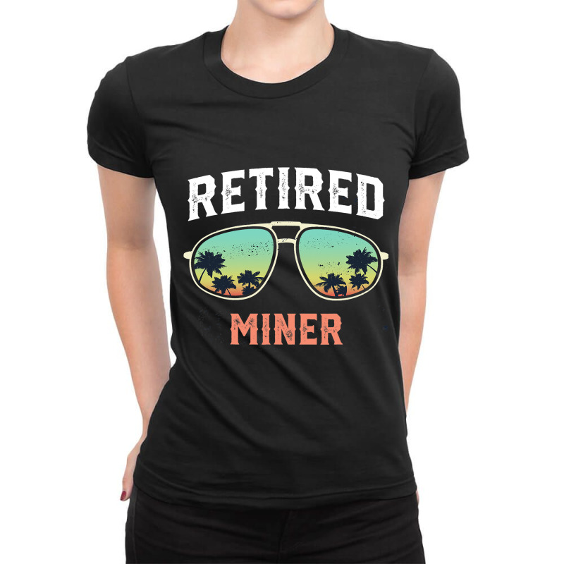 Funny Retired Miner Beach Palm Tree Sunglasses Men Ladies Fitted T-Shirt by LamarGastong | Artistshot