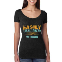 Easily Distracted By Bitcoin Miner Mining Trading Women's Triblend Scoop T-shirt | Artistshot