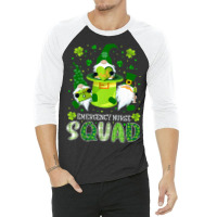 Emergency Nurse Squad Nursing St Patrick Day Gnome 3/4 Sleeve Shirt | Artistshot