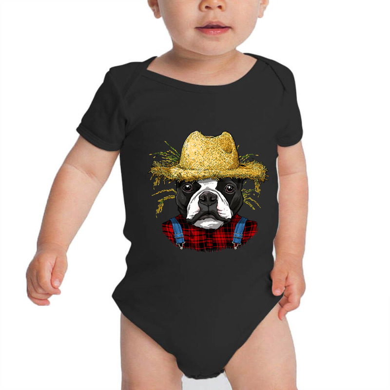 Boston Terrier Dog Farmer Farming Agriculture Pet Baby Bodysuit by LoreleiRichmond | Artistshot