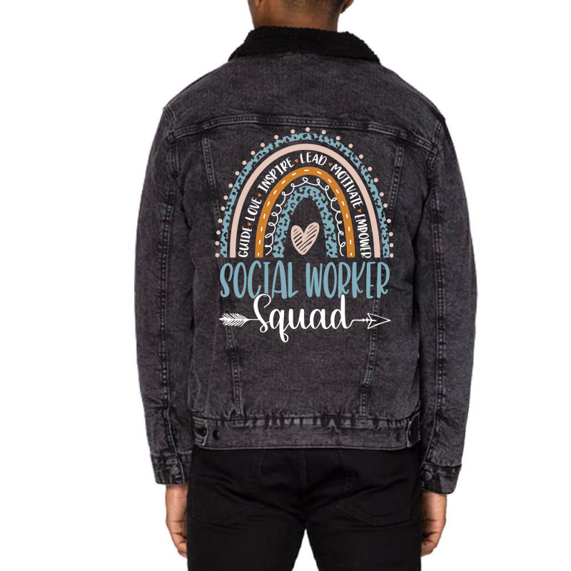 Social Worker Squad Week Rainbow Appreciation Day  Unisex Sherpa-Lined Denim Jacket by DericLawlea | Artistshot