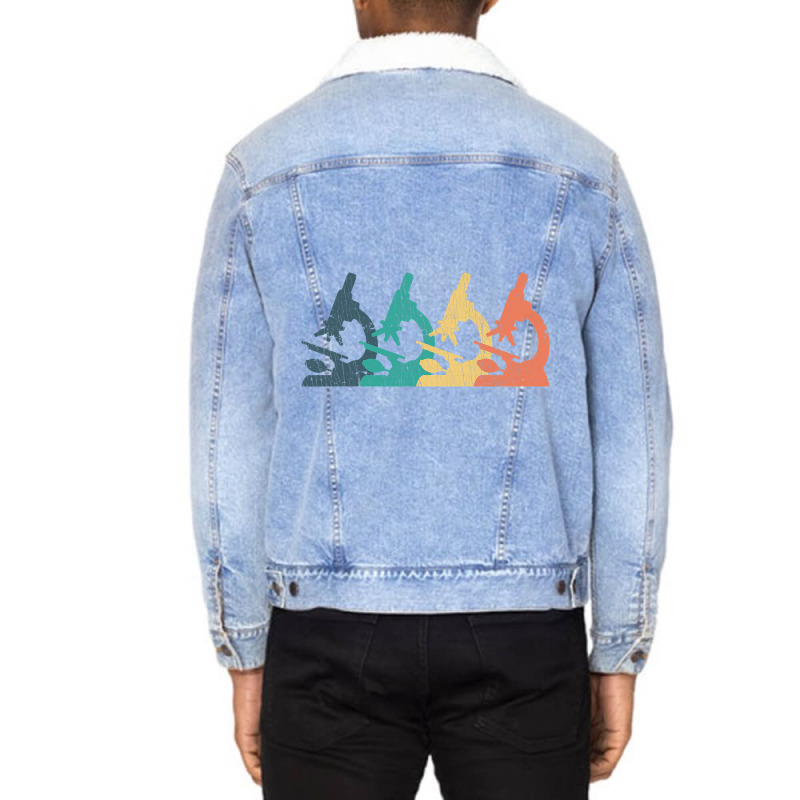 Retro Microscope For Scientist Biologist Chemist M Unisex Sherpa-lined Denim Jacket | Artistshot