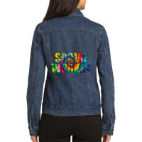 Social Worker Tie Dye Women School Social Worker 3 Ladies Denim Jacket | Artistshot