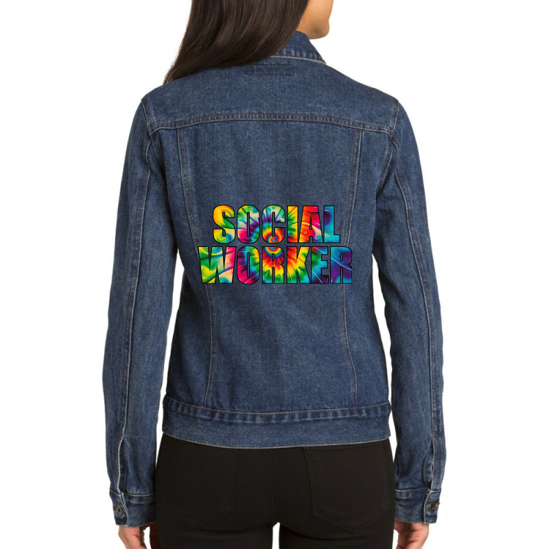 Social Worker Tie Dye Women School Social Worker 3 Ladies Denim Jacket by AziyaFalcone | Artistshot