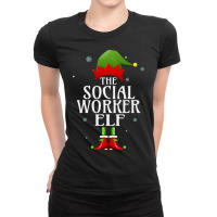 Social Worker Elf Xmas Groupe Matching Pajama Chri Ladies Fitted T-shirt | Artistshot