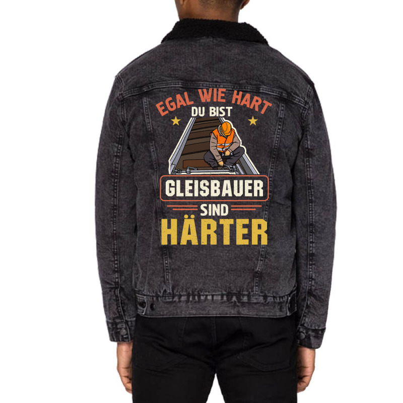 Track Builder Rail Worker Construction Employees P Unisex Sherpa-lined Denim Jacket | Artistshot