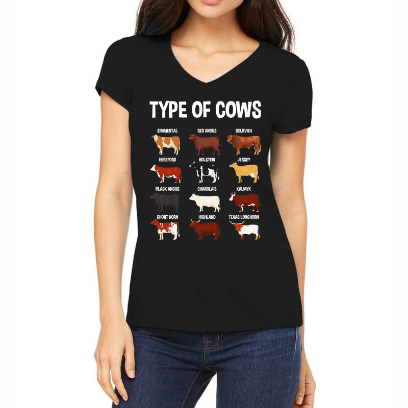 Types Of Cows Farming Farmer Costume Graphic Art C Women's V-Neck T-Shirt by BristolEstes | Artistshot