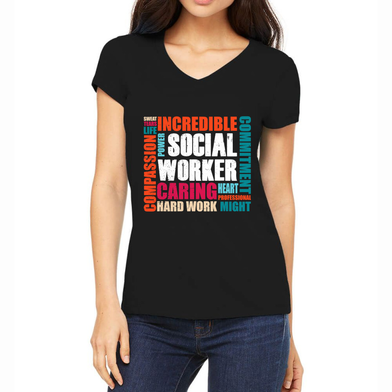 Social Work Month Worker School Kindergarten Menta Women's V-Neck T-Shirt by MasynPaulin | Artistshot