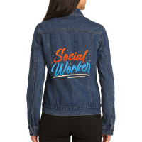 Social Worker Work Graduation Job 1 Ladies Denim Jacket | Artistshot