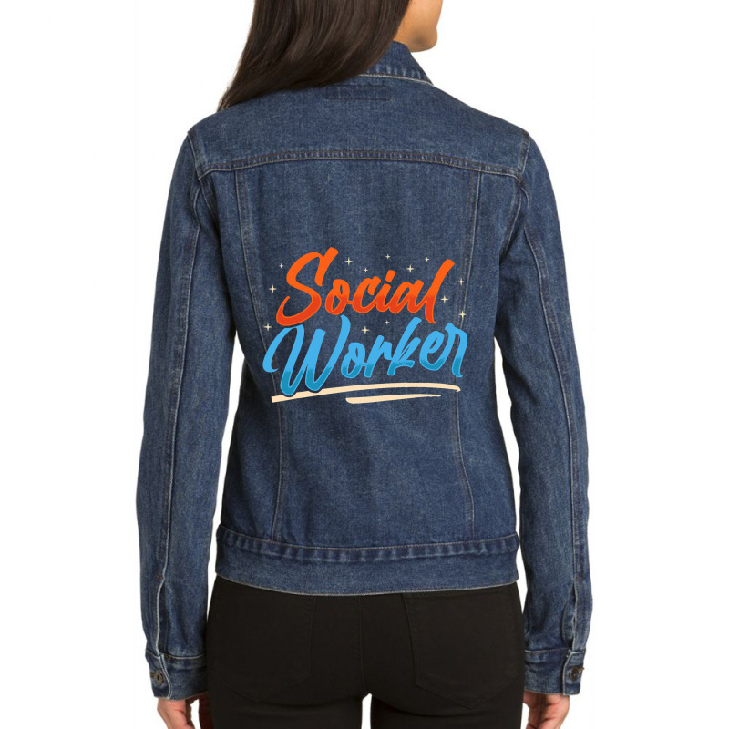 Social Worker Work Graduation Job 1 Ladies Denim Jacket by AustynHidago | Artistshot