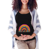 School Social Worker Rainbow Appreciation Social W Maternity Scoop Neck T-shirt | Artistshot