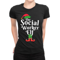 The Social Worker Elf Matching Family Group Christ Ladies Fitted T-shirt | Artistshot