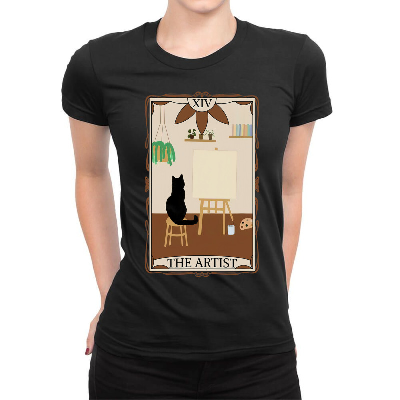 The Artist Tarot Card Art Teacher Cat Painting Lov Ladies Fitted T-shirt | Artistshot