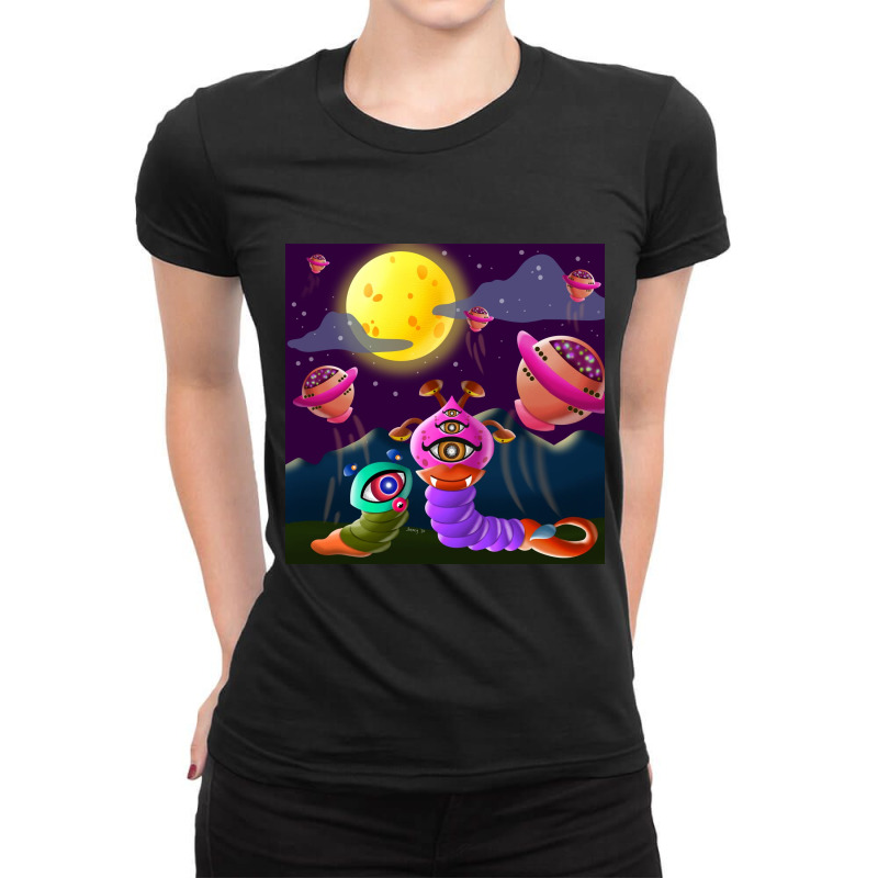 Kind Aliens Disinfecting The Land Ladies Fitted T-Shirt by MarMi | Artistshot