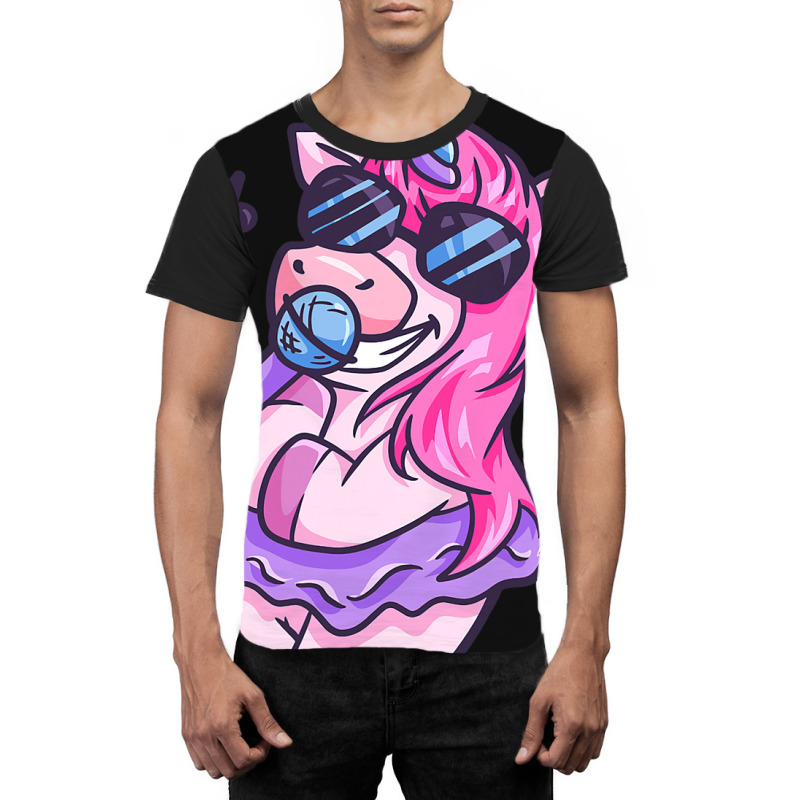 Unicorn Girl Sings A Song Karaoke Music Unicorn Graphic T-shirt | Artistshot