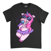 Unicorn Girl Sings A Song Karaoke Music Unicorn Classic T-shirt | Artistshot