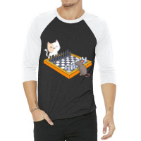 Cat Owner Chess Board Grandmaster Board Game Chess 3/4 Sleeve Shirt | Artistshot