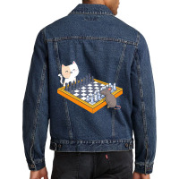 Cat Owner Chess Board Grandmaster Board Game Chess Men Denim Jacket | Artistshot