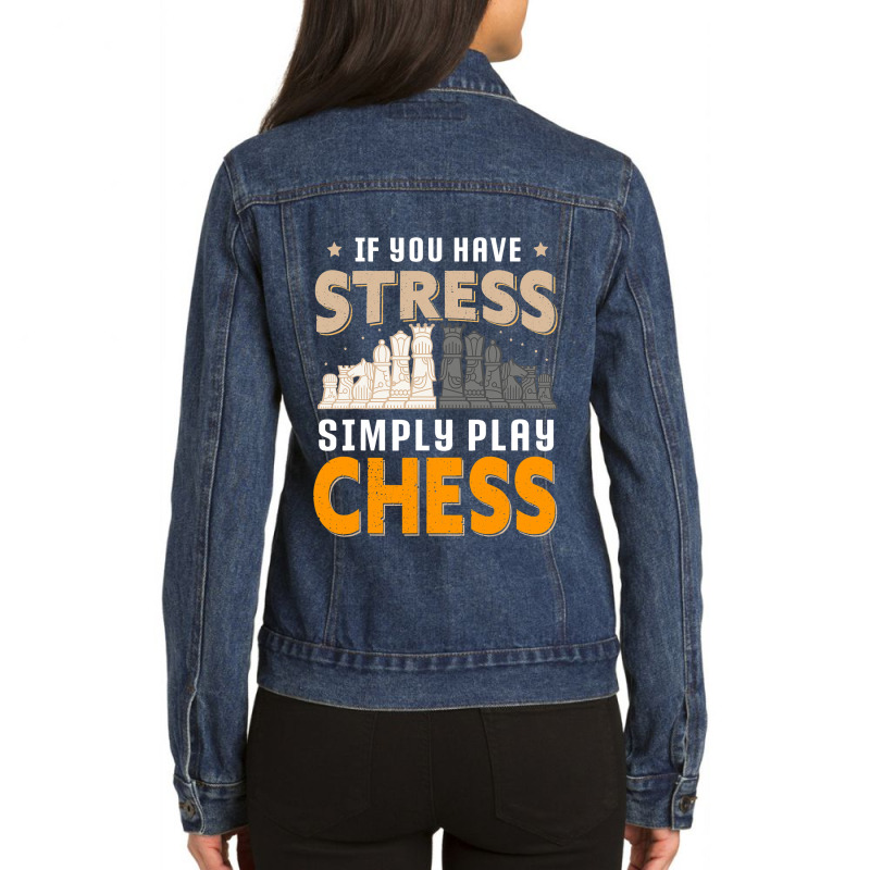 Chess Tournament Coach Chess Piece Queen King Rook Ladies Denim Jacket by SweetCurl | Artistshot