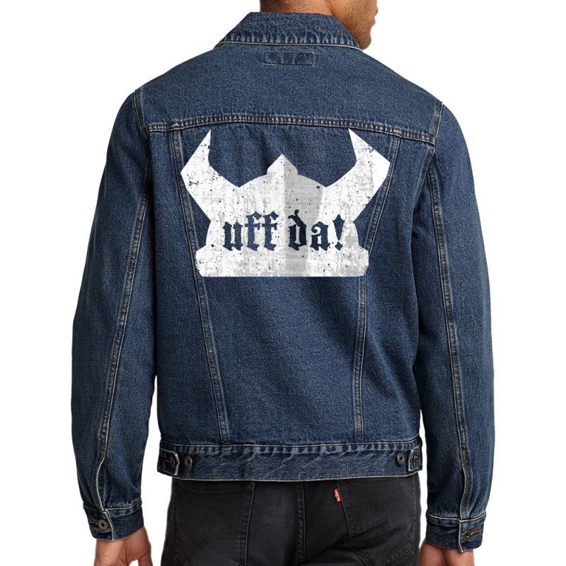 Uff Da Viking Helmet Funny Norwegian Saying Of Surprise Men Denim Jacket | Artistshot