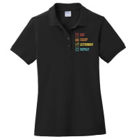 Eat Sleep Astronomy Repeat Cosmologist Astronomer  Ladies Polo Shirt | Artistshot