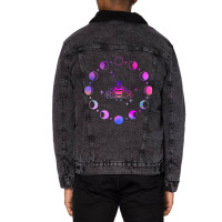 Colorful Rainbow Galaxy  Witchy Moon Cycle Astrolo Unisex Sherpa-lined Denim Jacket | Artistshot