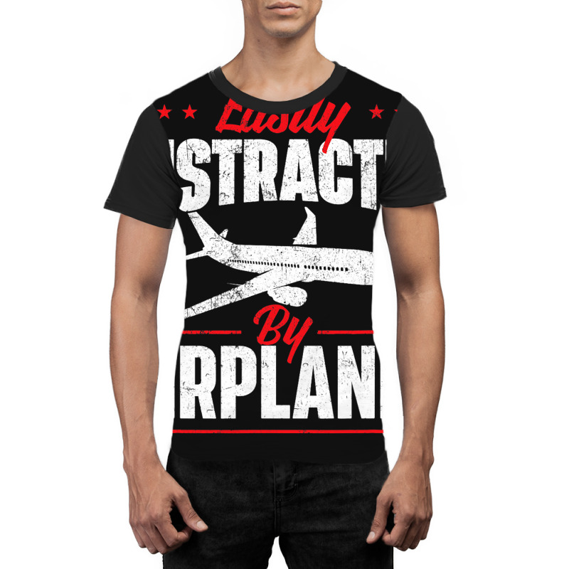 Easily Distracted By Airplanes Aircraft Fan Airlin Graphic T-shirt | Artistshot