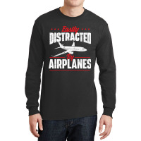 Easily Distracted By Airplanes Aircraft Fan Airlin Long Sleeve Shirts | Artistshot