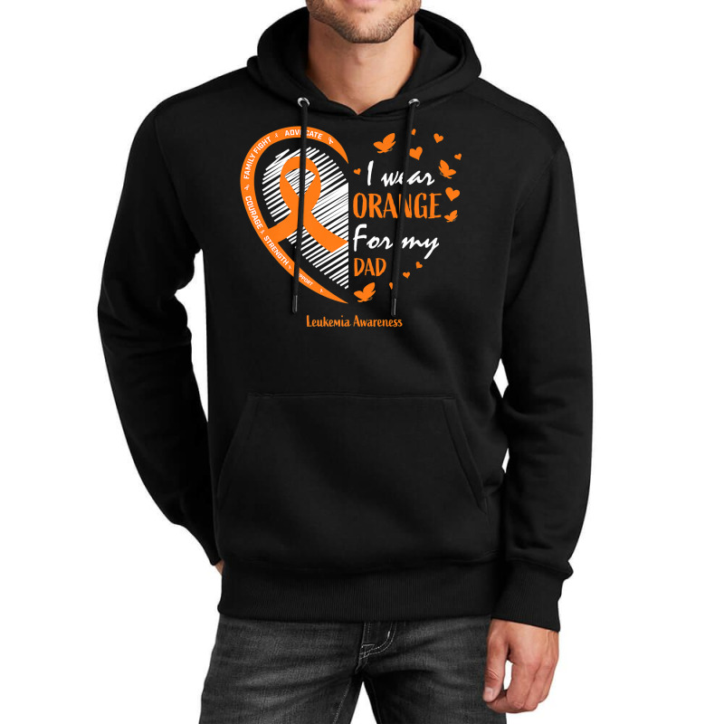 Men Women Father I Wear Orange For My Dad Leukemia Awareness Premium T Unisex Hoodie | Artistshot