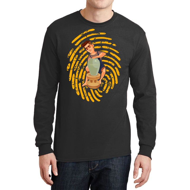 Dna Thumb Mark Fingerprint Pottery Craft Clay Art  Long Sleeve Shirts | Artistshot