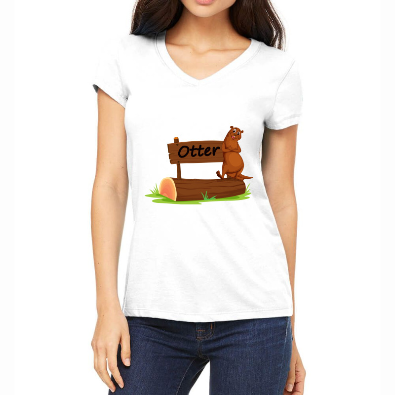 Otter Women's V-Neck T-Shirt by azka | Artistshot